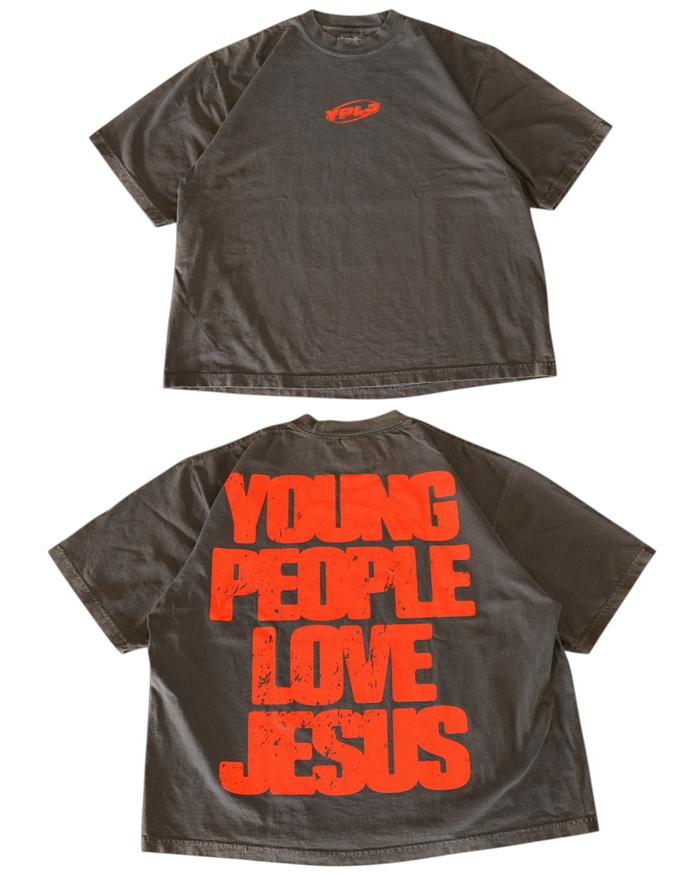 Vintage Black + Red "YOUNG PEOPLE LOVE JESUS" Oversized Boxy T-Shirt