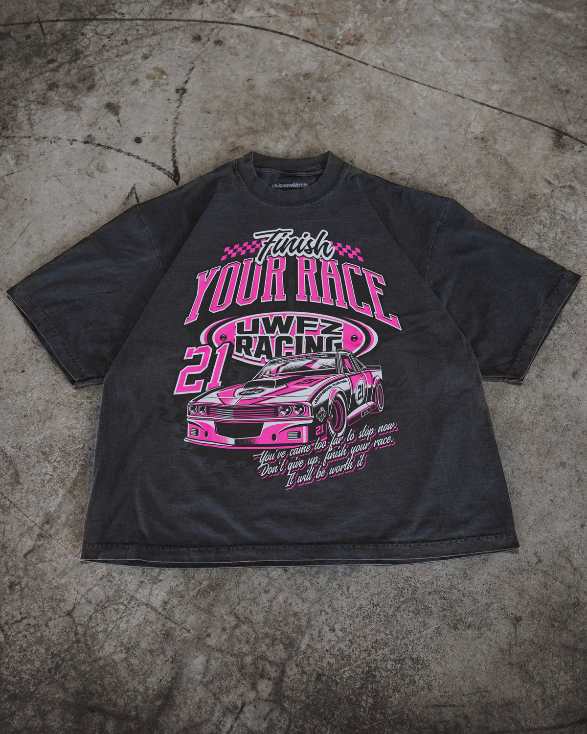 Vintage Black + Pink "FINISH YOUR RACE" Oversized T-Shirt