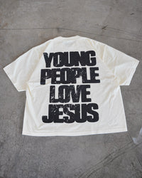 Cream + Black "YOUNG PEOPLE LOVE JESUS" Oversized T-Shirt