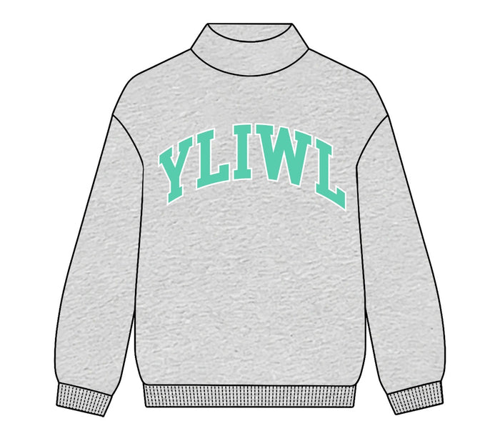 Heather Grey + Teal "YLIWL" Mockneck PREORDER! (Arrives mid/late November)