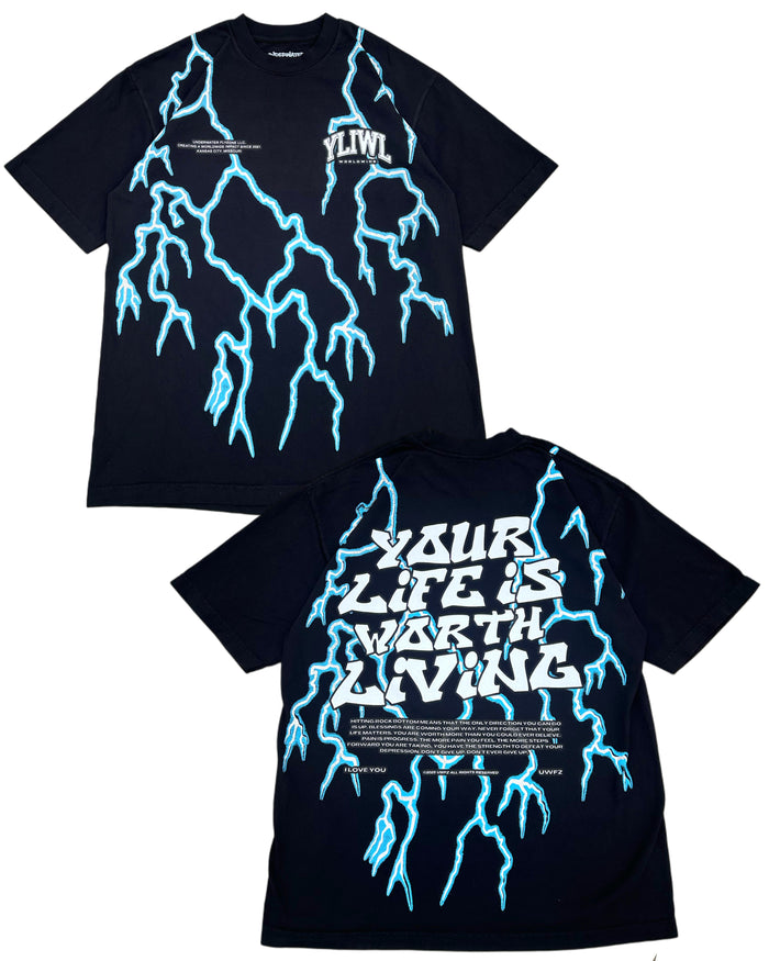 Lightning "YOUR LIFE IS WORTH LIVING" Heavy Weight T-shirt