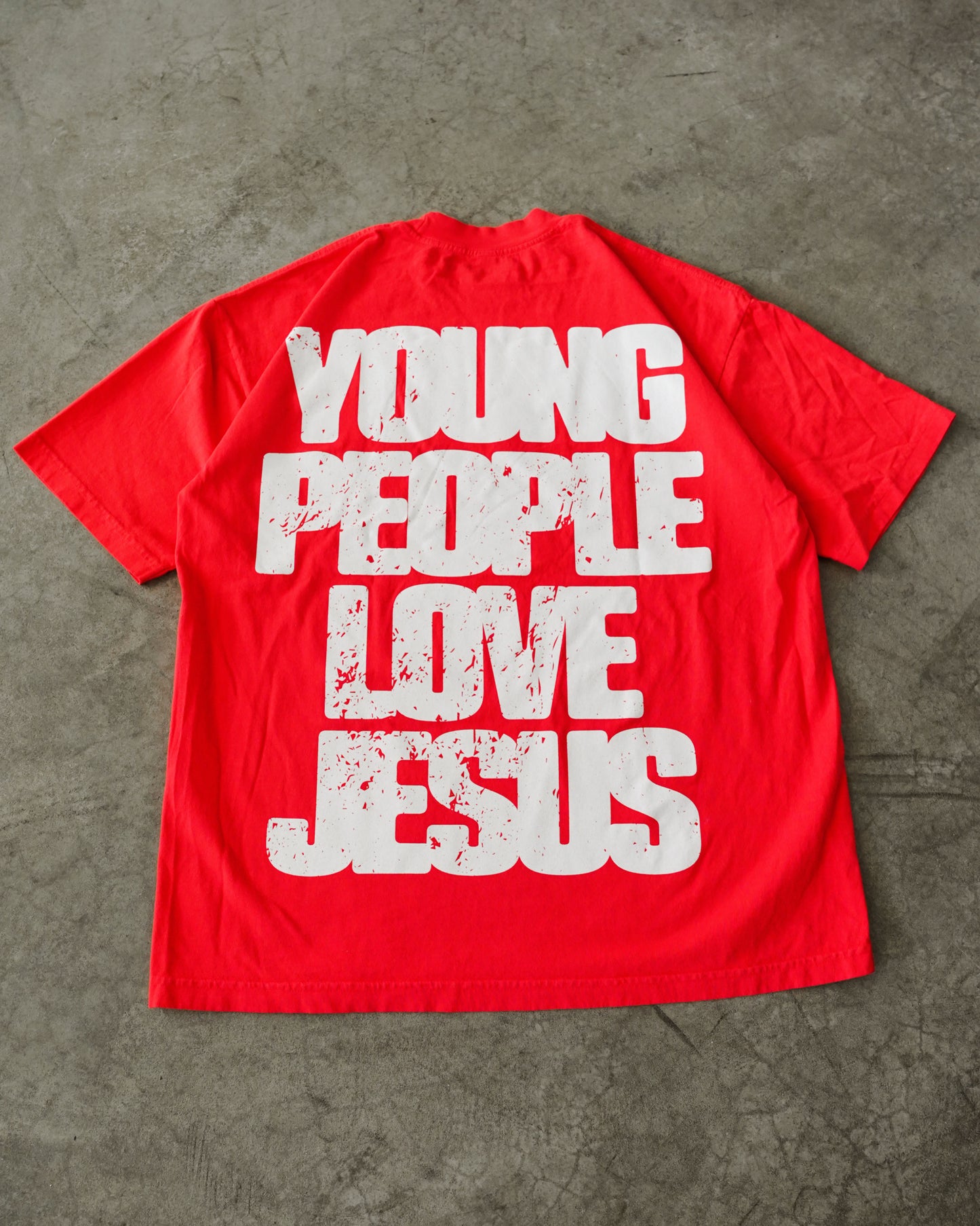 Red "YOUNG PEOPLE LOVE JESUS" Heavyweight T-Shirt