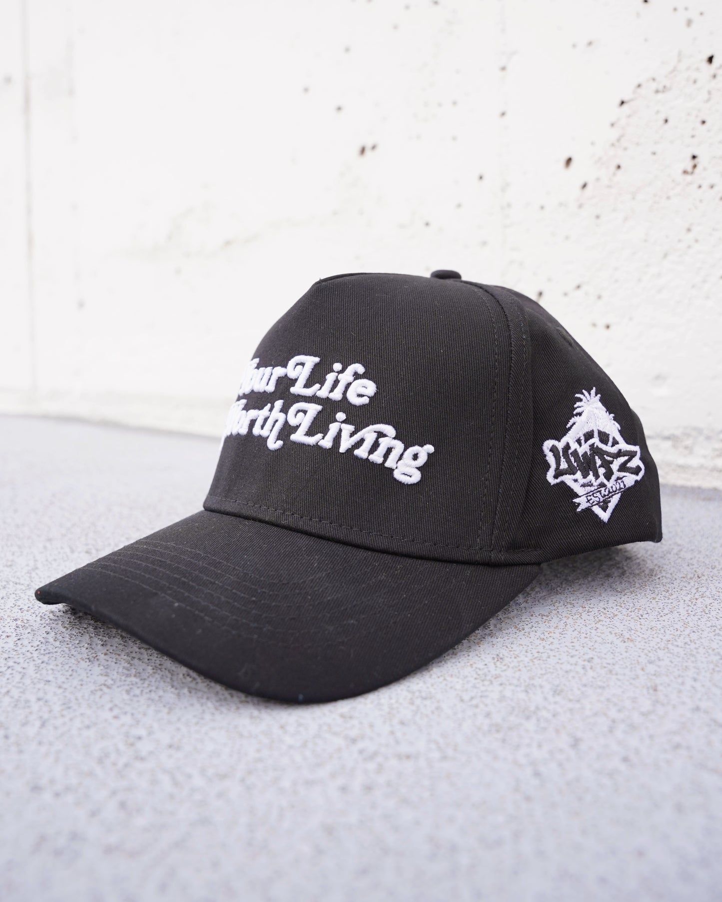 Black "YOUR LIFE IS WORTH LIVING" Snapback Hat