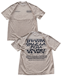 Beige + Black "TU VIDA VALE LA PENA VIVIR" Heavy Weight T-Shirt