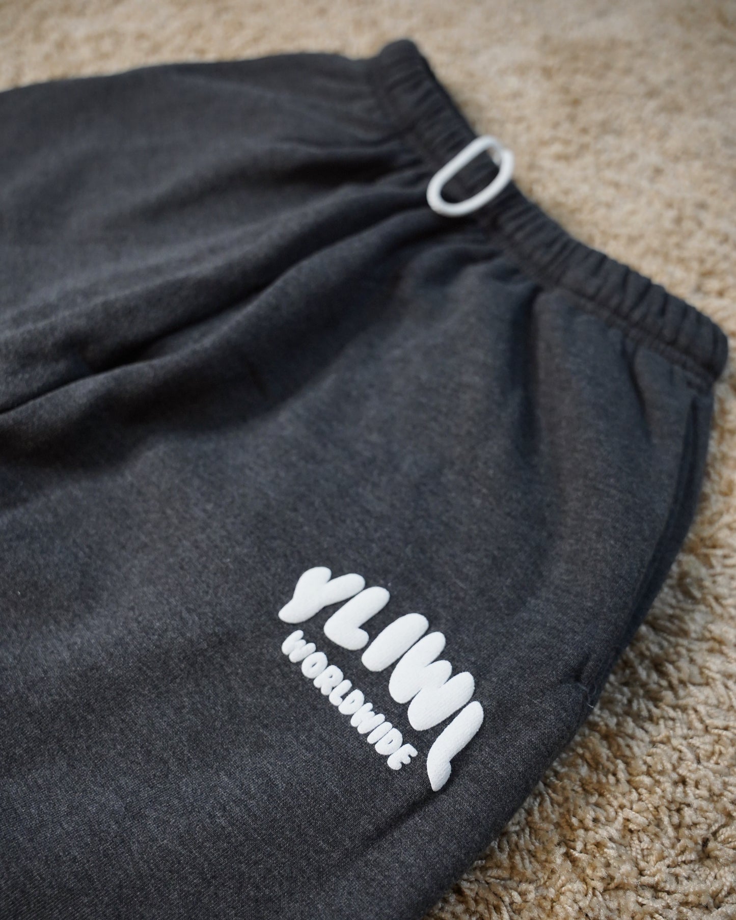Dark Heather Grey + White PUFF PRINT "YLIWL" High Waist Sweatpant