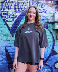 Vintage Black + Teal "YOUNG PEOPLE LOVE JESUS" Oversized Boxy T-Shirt