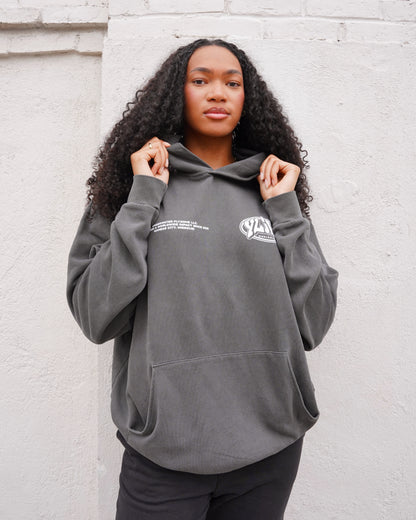 Vintage Black "YOUR LIFE IS WORTH LIVING" Hoodie (Mid-Light Weight Hoodie)
