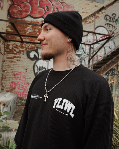 Black + White "YOUR LIFE IS WORTH LIVING" Thermal Long Sleeve (LIMITED)