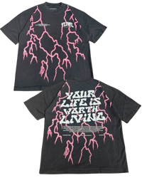 Pink Lightning "YOUR LIFE IS WORTH LIVING" Heavy Weight T-shirt
