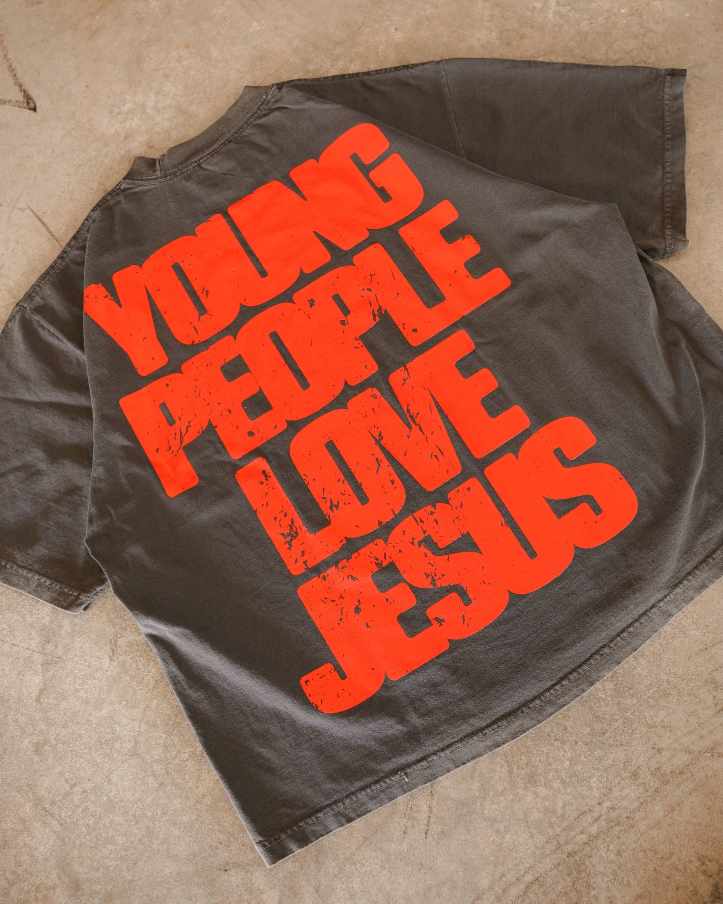 Vintage Black + Red "YOUNG PEOPLE LOVE JESUS" Oversized Boxy T-Shirt
