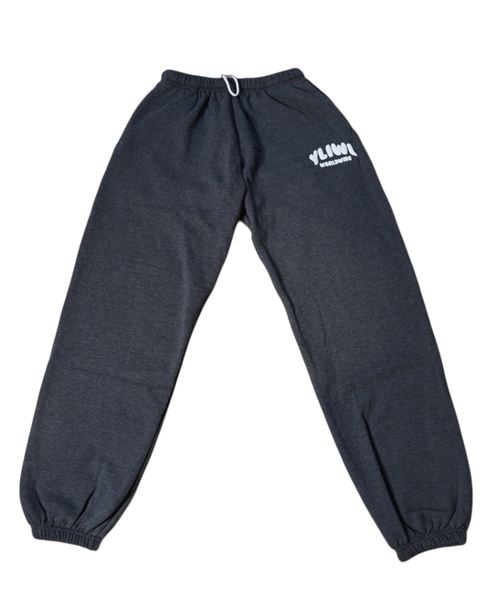 Dark Heather Grey + White PUFF PRINT "YLIWL" High Waist Sweatpant