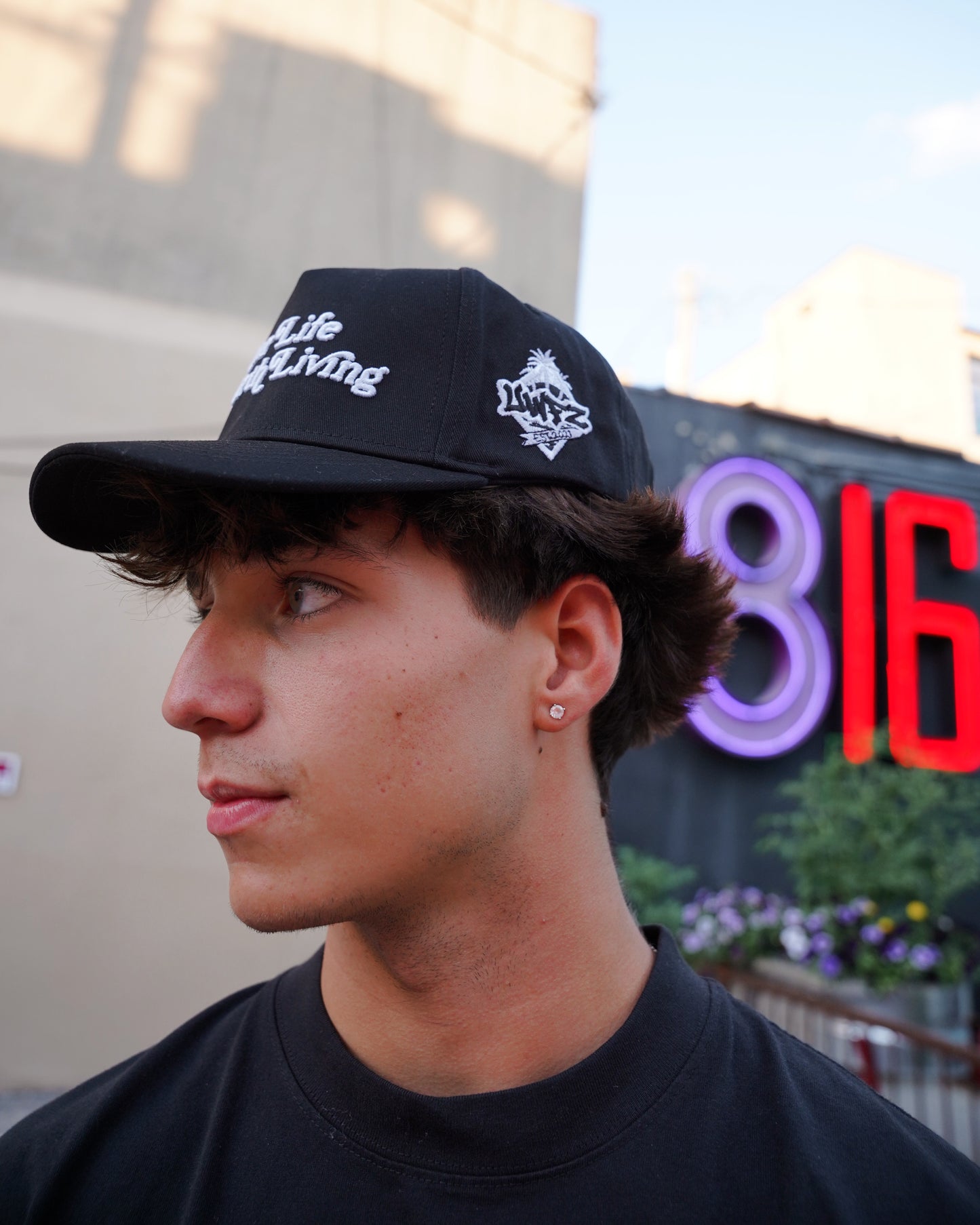 Black "YOUR LIFE IS WORTH LIVING" Snapback Hat