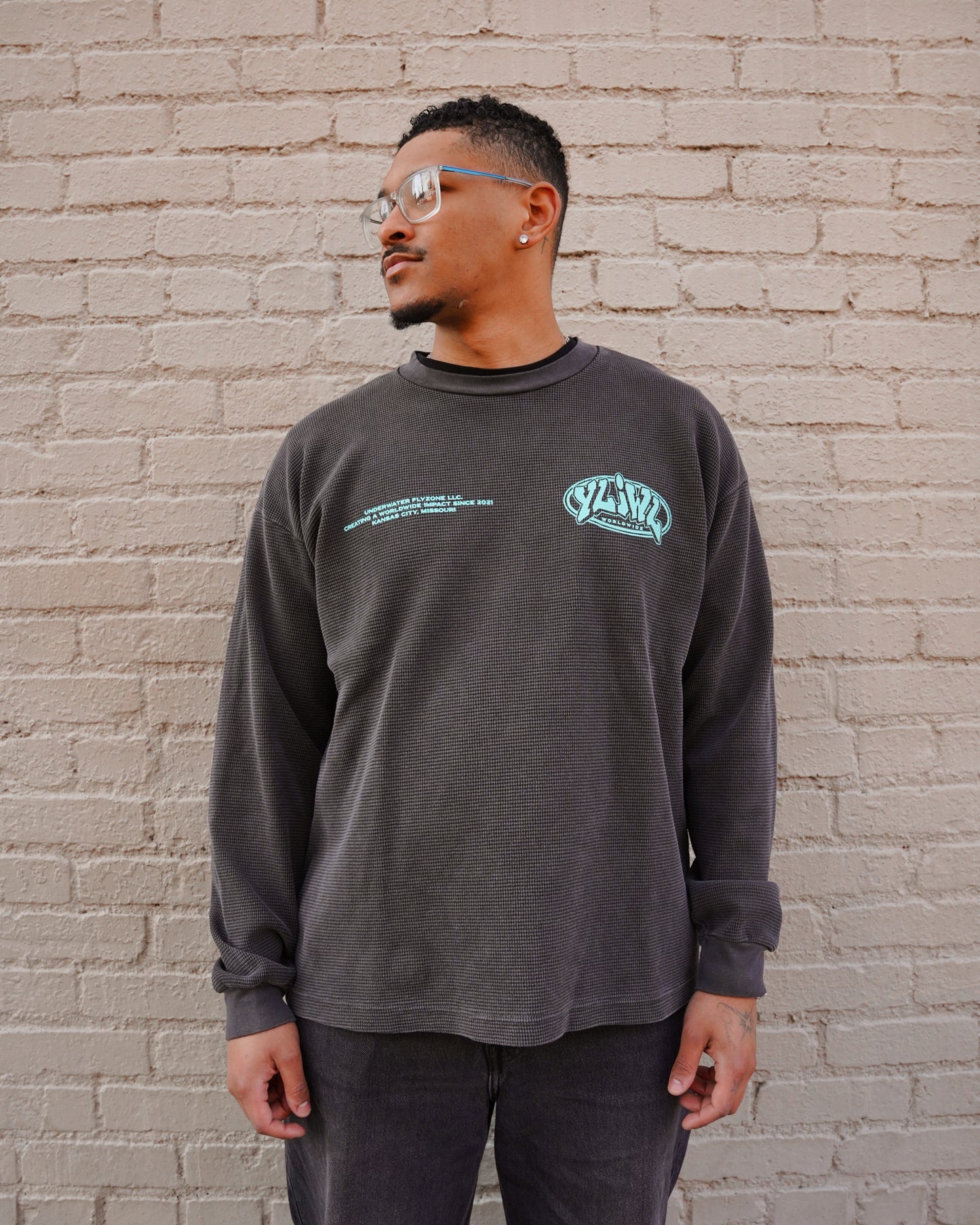 Vintage Black + Teal "YOUR LIFE IS WORTH LIVING" Thermal Long Sleeve (LIMITED)