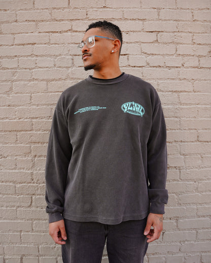 Vintage Black + Teal "YOUR LIFE IS WORTH LIVING" Thermal Long Sleeve (LIMITED)