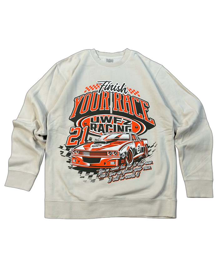 "FINISH YOUR RACE" Limited Crewneck - Cream + Orange!