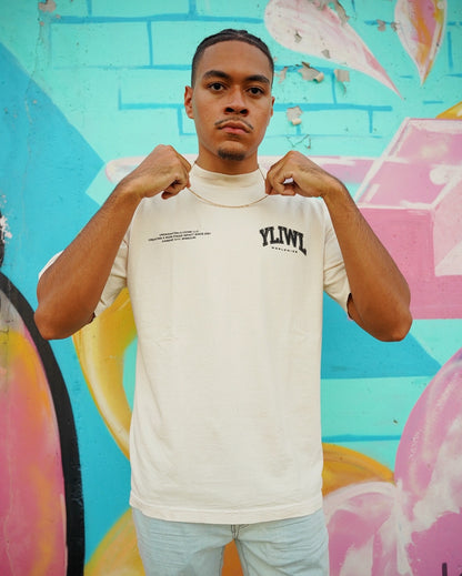 Cream + Black "YOUR LIFE IS WORTH LIVING" Heavy Weight T-Shirt