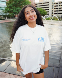 Off-White + Blue "YOUR LIFE IS WORTH LIVING" Heavy Weight T-Shirt