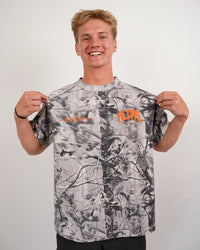Orange + B&W Camo "Your Life is Worth Living" Heavy Weight T-Shirt