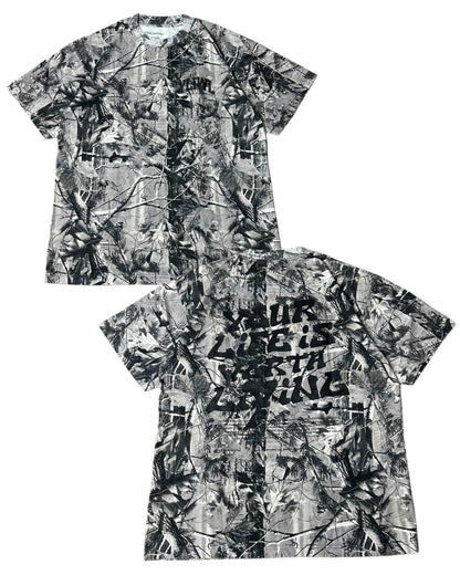 Black + B&W Camo "Your Life is Worth Living" Heavy Weight T-Shirt