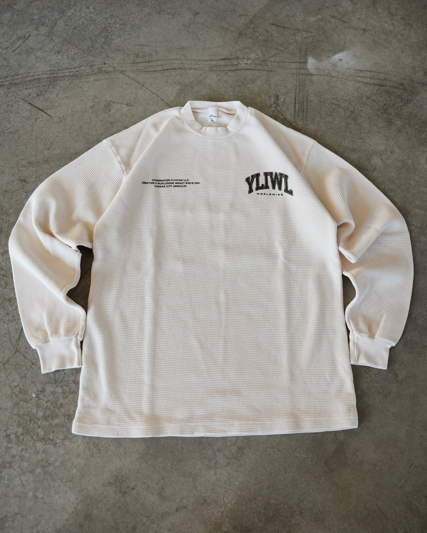 Cream + Black "YOUR LIFE IS WORTH LIVING" Thermal Long Sleeve (LIMITED)