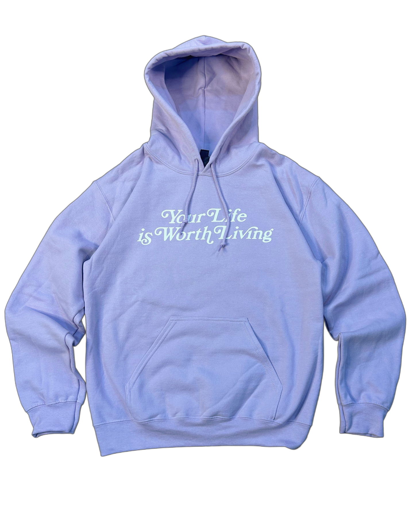 Lavender "YOUR LIFE IS WORTH LIVING" Lightweight Hoodie