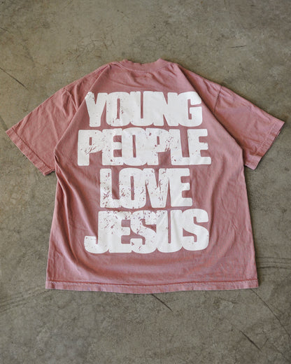Mauve "YOUNG PEOPLE LOVE JESUS" Heavyweight T-Shirt