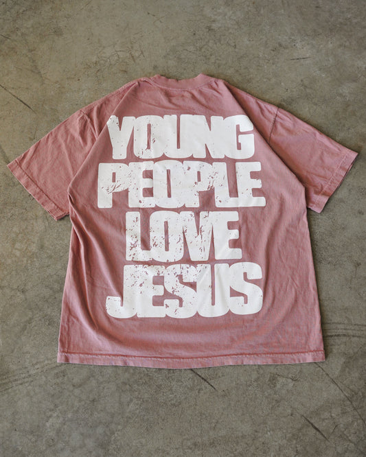 Mauve "YOUNG PEOPLE LOVE JESUS" Heavyweight T-Shirt