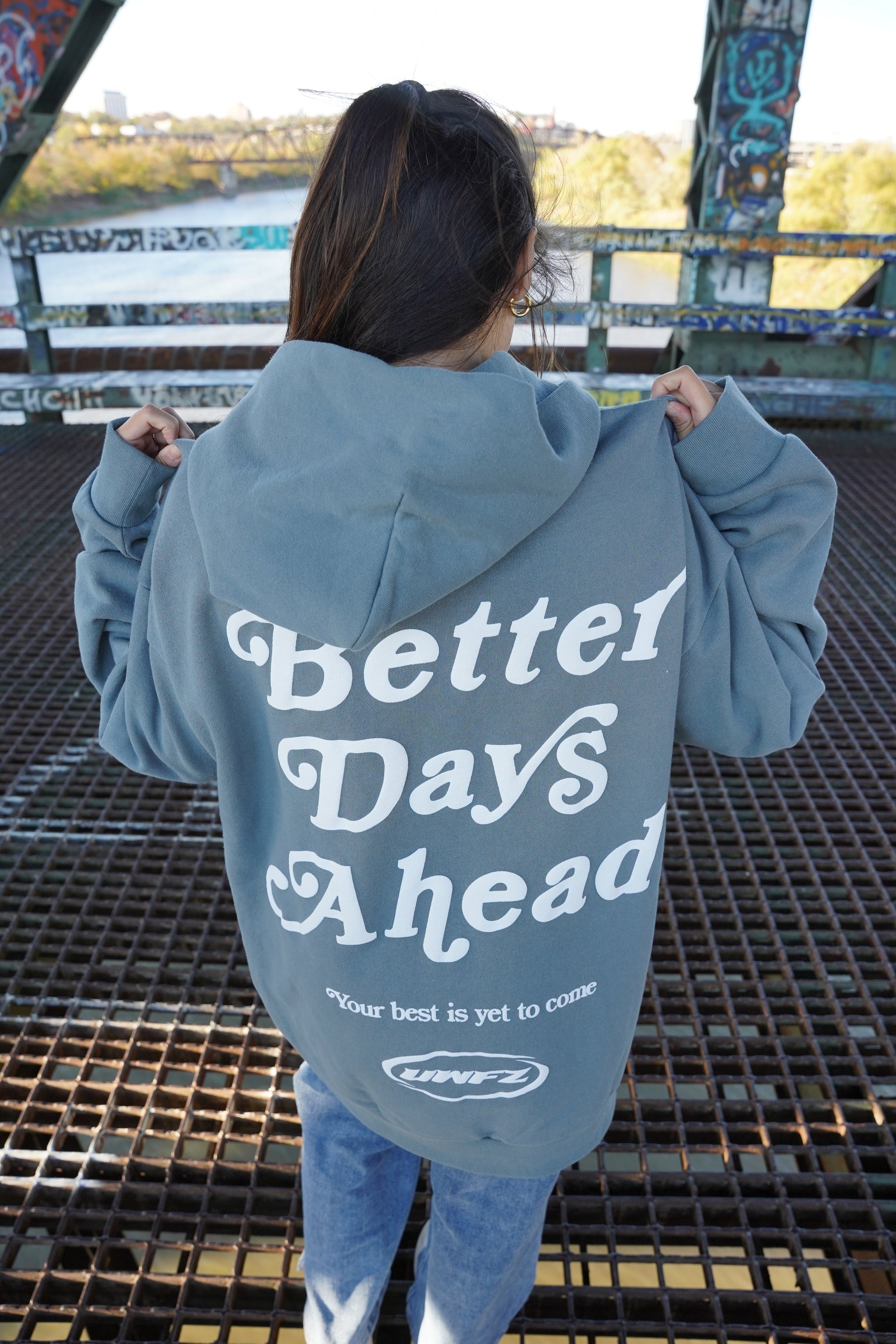 BETTER DAYS AHEAD PUFF PRINT HOODIE - Blue Magic