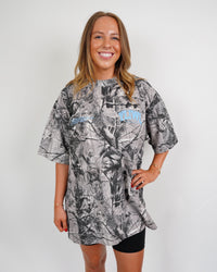 Blue + B&W Camo "Your Life is Worth Living" Heavy Weight T-Shirt