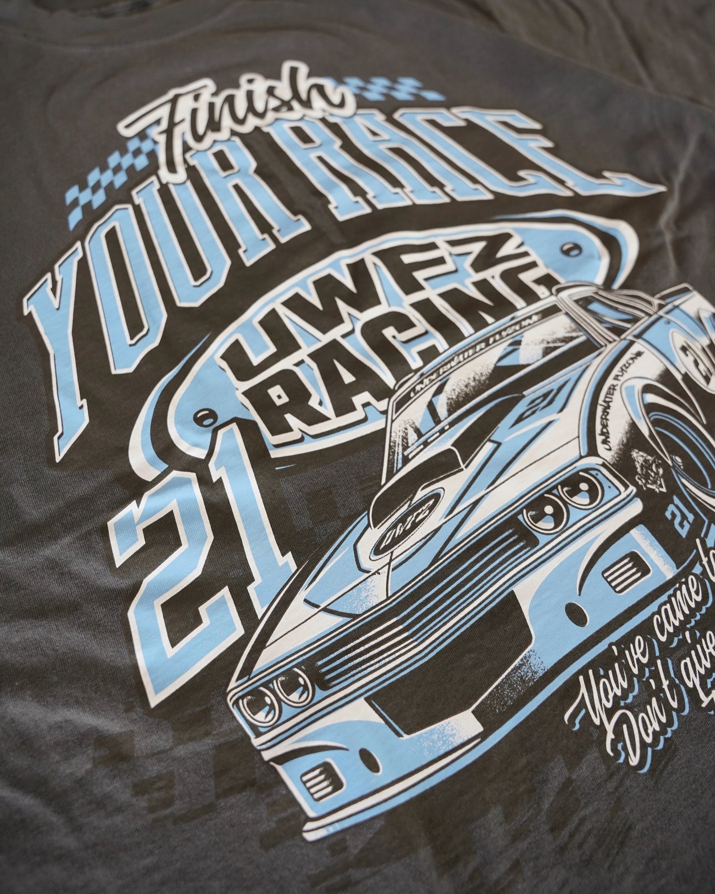 Vintage Black + Powder Blue “FINISH YOUR RACE" T-Shirt