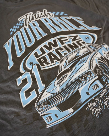 Vintage Black + Powder Blue “FINISH YOUR RACE" T-Shirt
