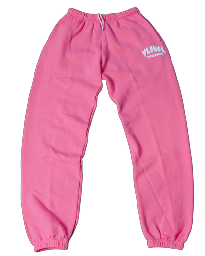 Pink + White PUFF PRINT "YLIWL" High Waist Sweatpant