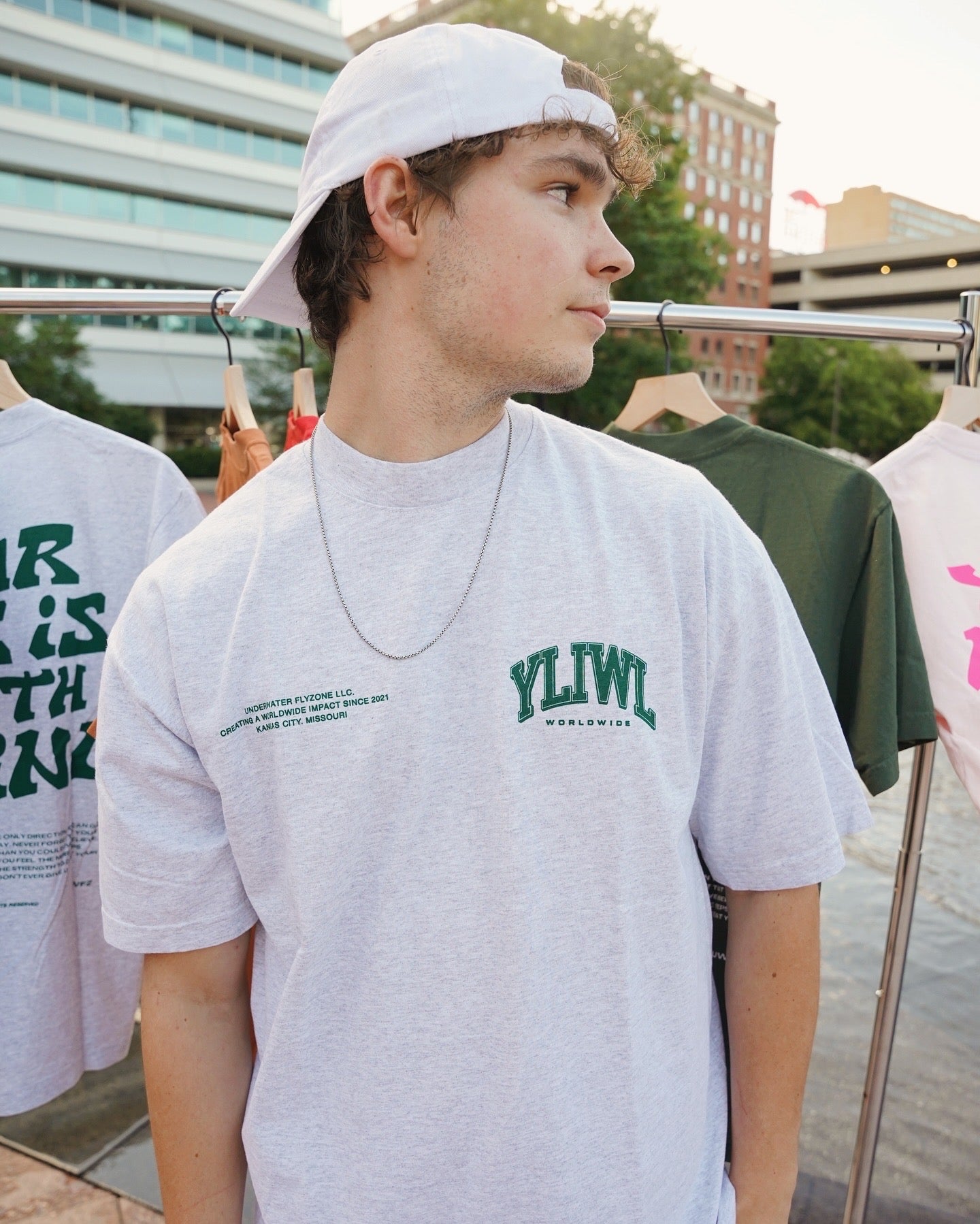Ash Grey + Green "YOUR LIFE IS WORTH LIVING" Heavy Weight T-Shirt