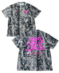 Pink + B&W Camo "Your Life is Worth Living" Heavy Weight T-Shirt