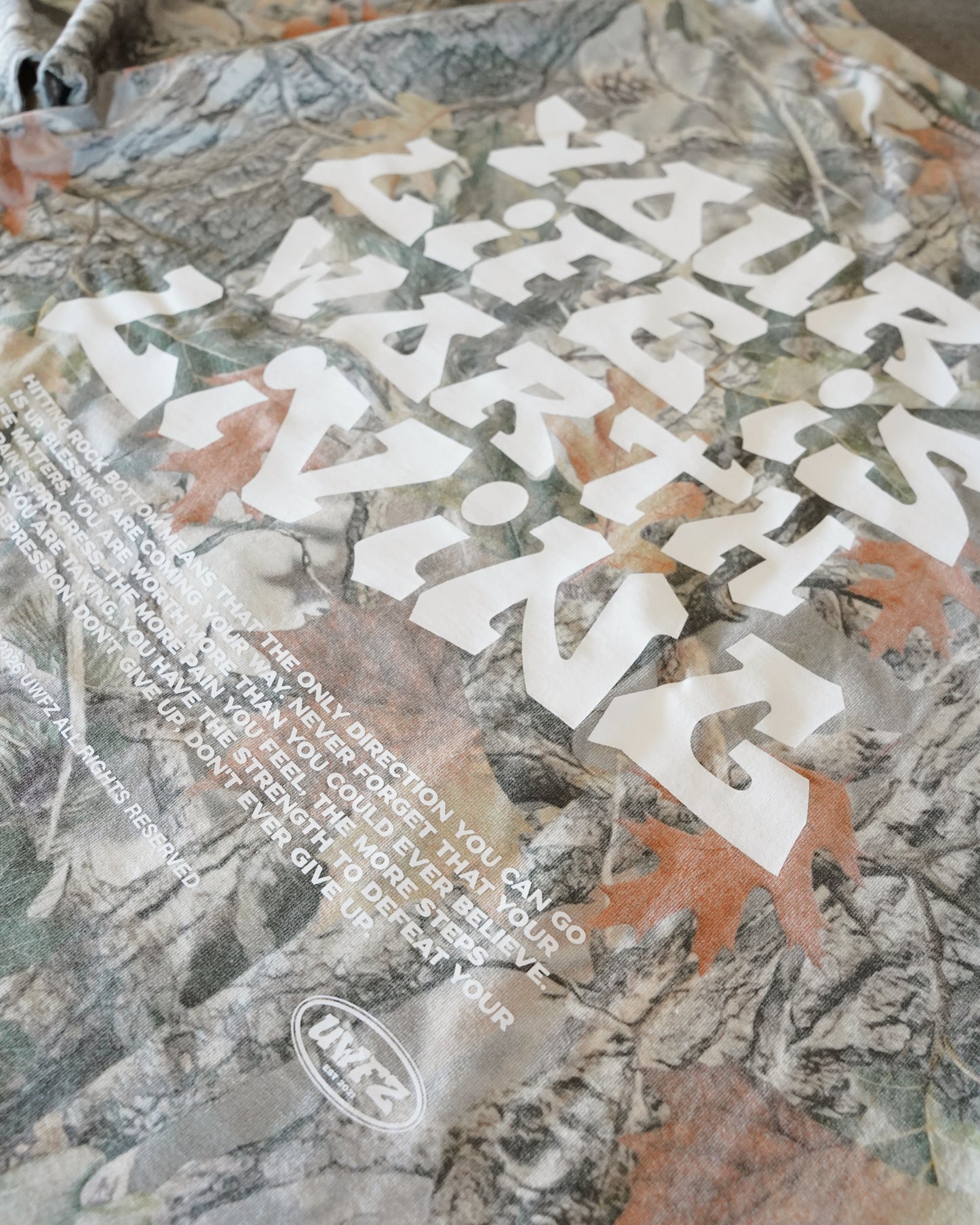 Camo "YOUR LIFE IS WORTH LIVING" Long Sleeve Tee