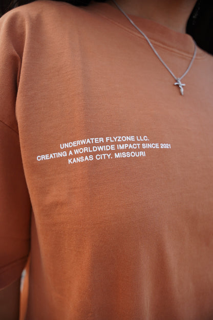 Burnt Orange + White "YOUR LIFE IS WORTH LIVING" Heavy Weight T-Shirt