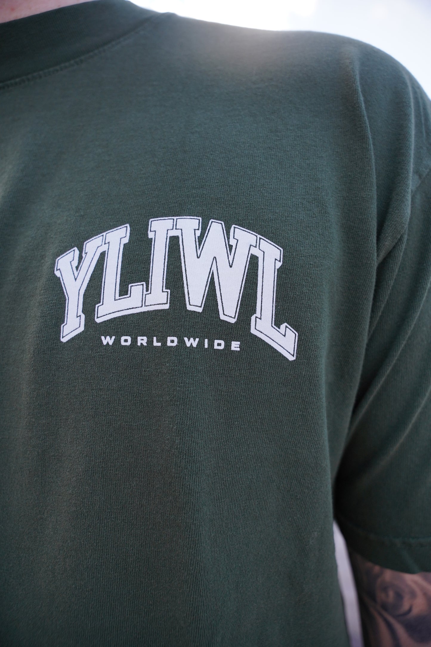 Forrest Green + White "YOUR LIFE IS WORTH LIVING" Heavy Weight T-Shirt