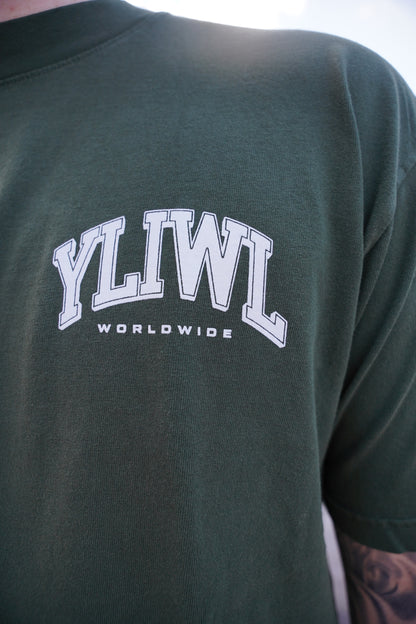 Forrest Green + White "YOUR LIFE IS WORTH LIVING" Heavy Weight T-Shirt