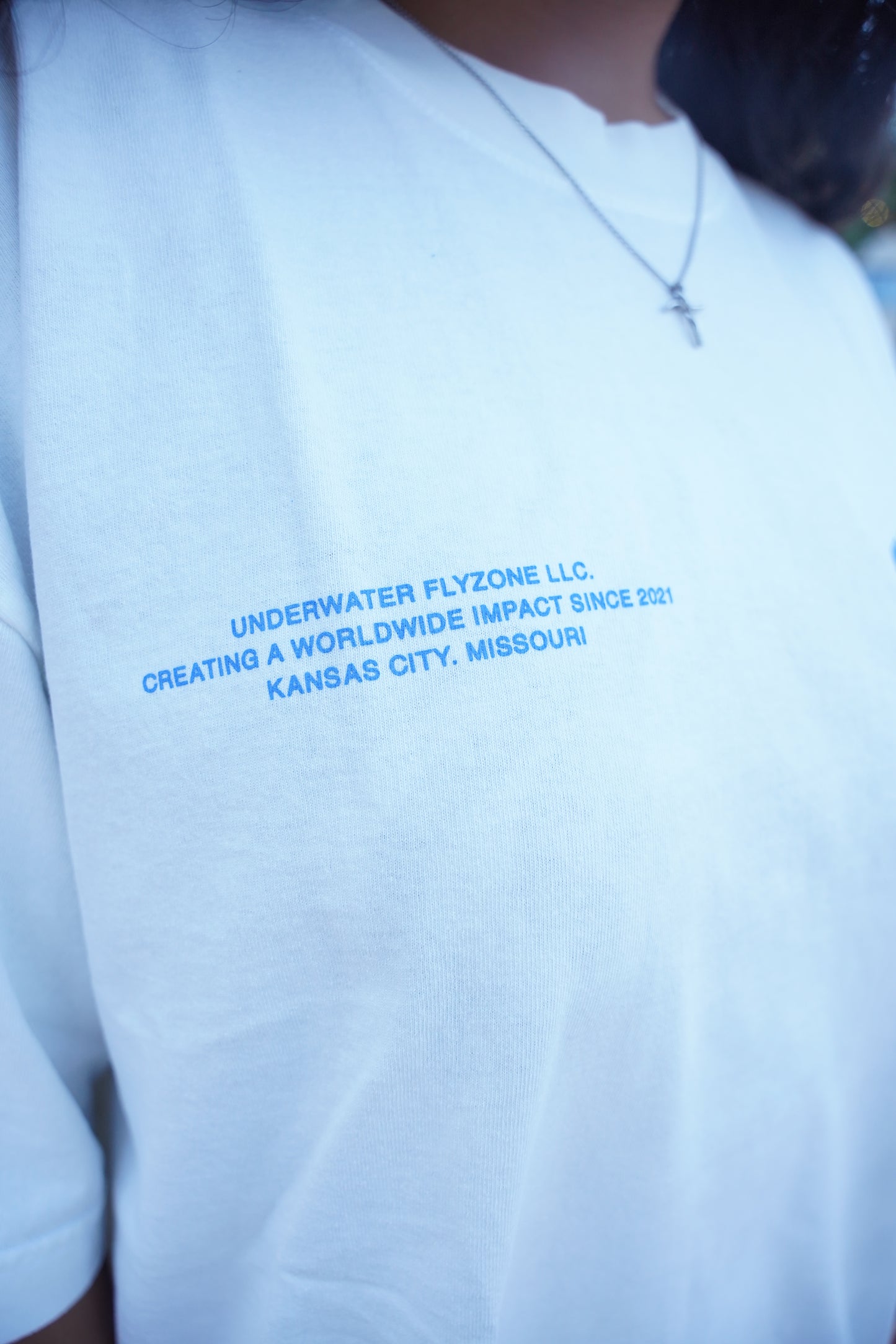 Off-White + Blue "YOUR LIFE IS WORTH LIVING" Heavy Weight T-Shirt