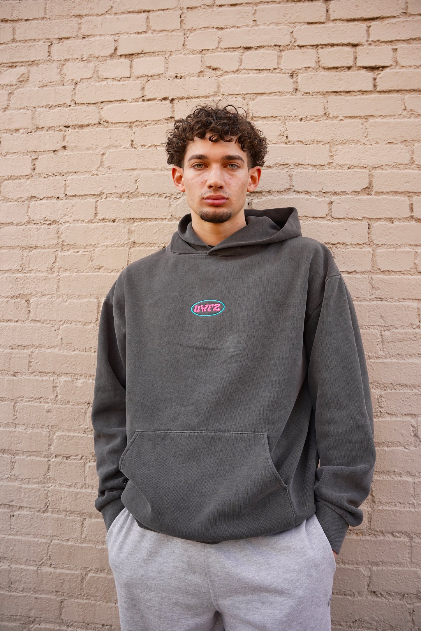 YLIWL Pink & Teal HeavyWeight Hoodie (Vintage Black)