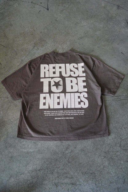 Tan + Brown "REFUSE TO BE ENEMIES" Oversized T-Shirt (LIMITED)