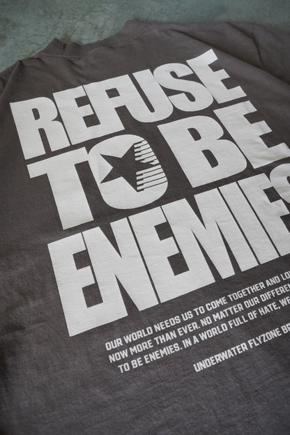 Tan + Brown "REFUSE TO BE ENEMIES" Oversized T-Shirt (LIMITED)