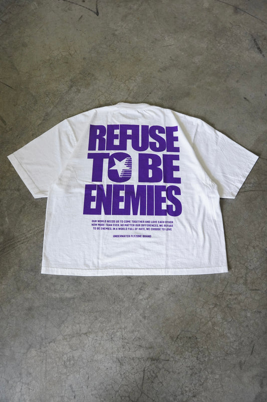 Purple + White "REFUSE TO BE ENEMIES" Oversized T-Shirt (LIMITED)