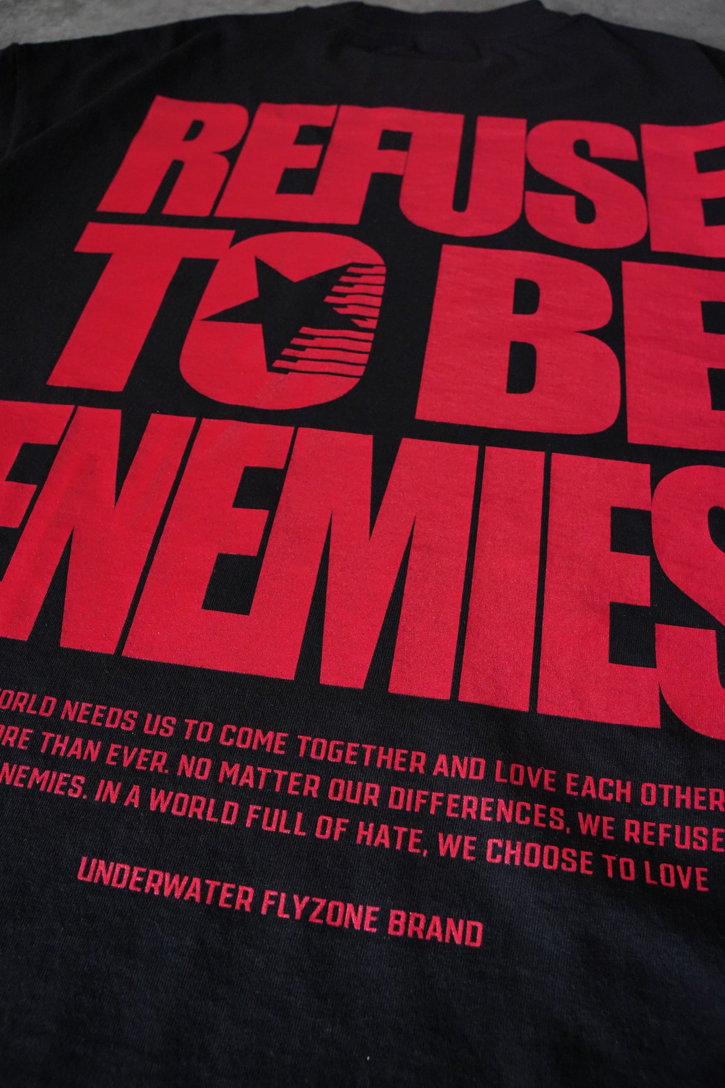 Red + Black "REFUSE TO BE ENEMIES" Oversized T-Shirt (LIMITED)