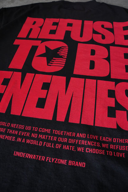 Red + Black "REFUSE TO BE ENEMIES" Oversized T-Shirt (LIMITED)