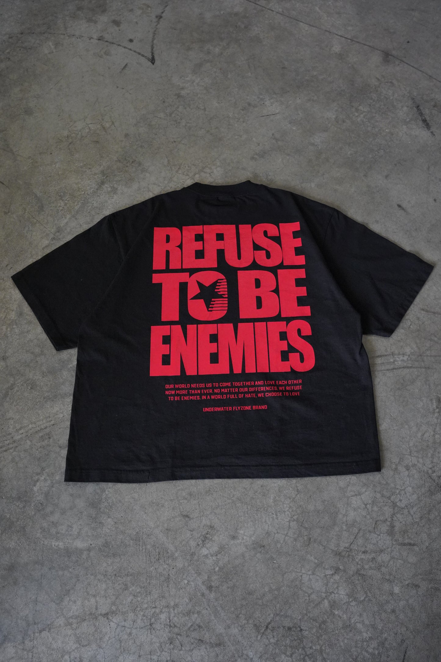 Red + Black "REFUSE TO BE ENEMIES" Oversized T-Shirt (LIMITED)