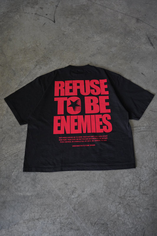 Red + Black "REFUSE TO BE ENEMIES" Oversized T-Shirt (LIMITED)