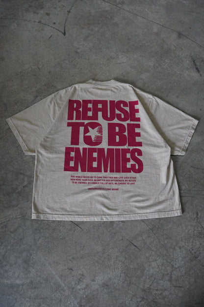 Maroon + Khaki "REFUSE TO BE ENEMIES" Oversized T-Shirt (LIMITED)