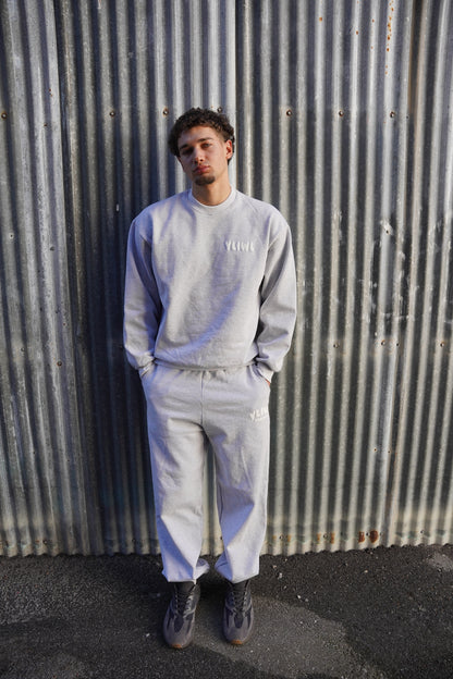 Heather Grey + White PUFF PRINT "YLIWL" High Waist Sweatpant