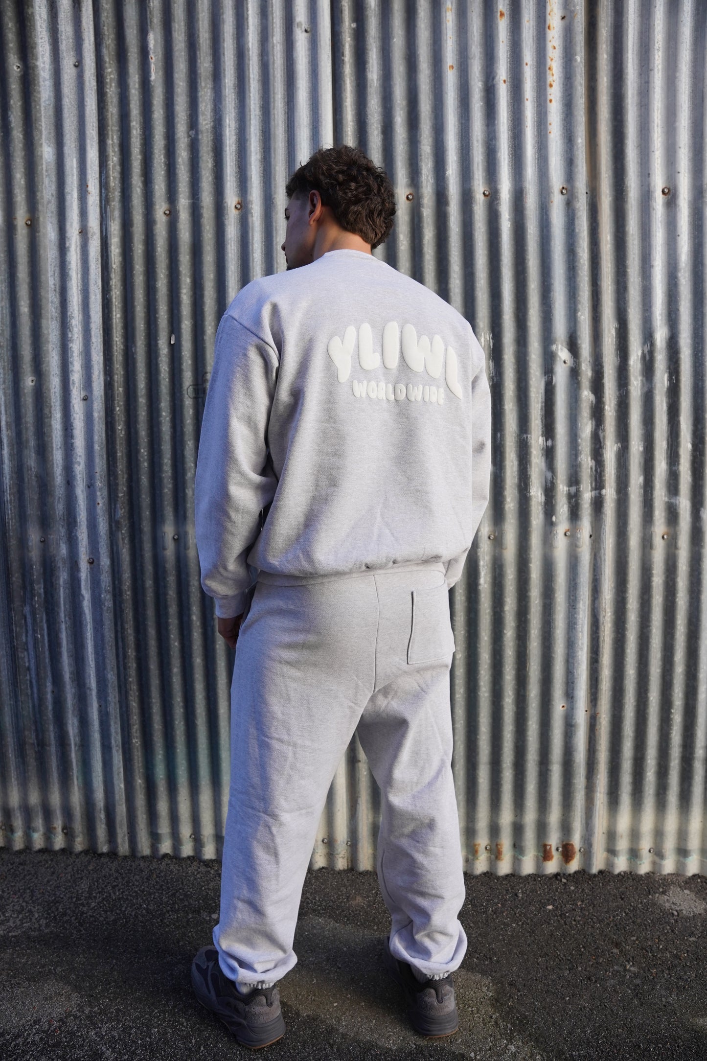 Heather Grey + White PUFF PRINT "YLIWL" High Waist Sweatpant